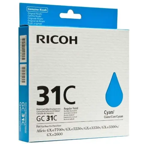 Tusz Ricoh GC31C / 405689 Cyan do drukarek (Oryginalny) [1.75 k]